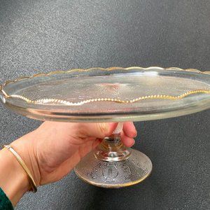 Vintage cake plate and serving utensils